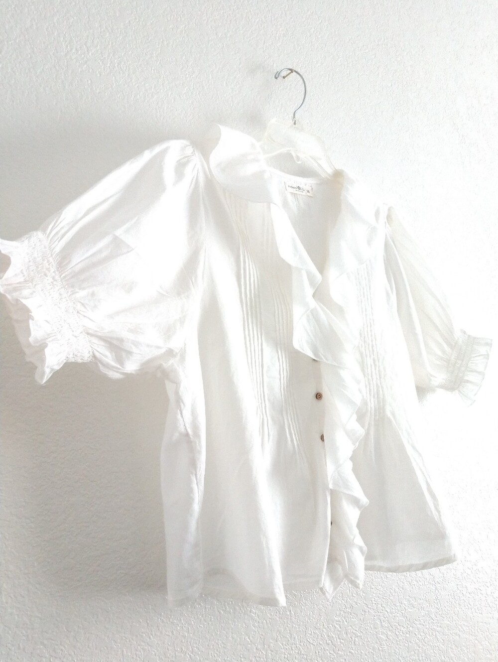 Pretty Natural Life White Ruffle Front Blouse Shirt Cottagecore Girlcore Medium - Picture 4 of 9